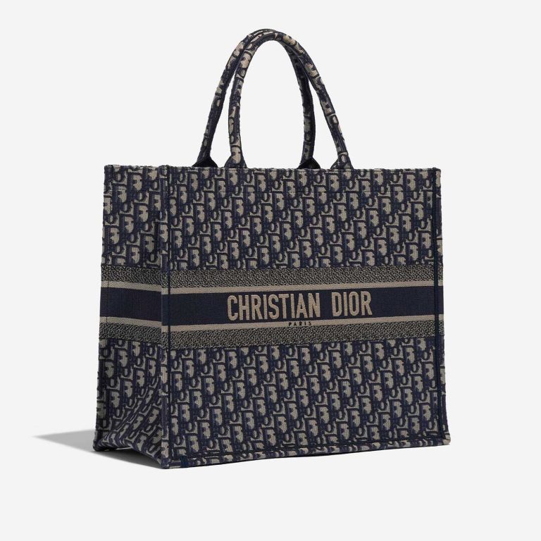 Pre-owned Dior bag Book Tote Large Canvas Blue / White Blue, White Side Front | Sell your designer bag on Saclab.com