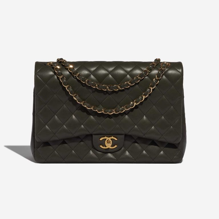 Pre-owned Chanel bag Timeless Maxi Lamb Khaki Green Front | Sell your designer bag on Saclab.com