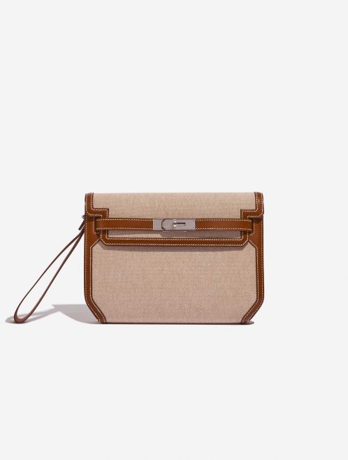 Pre-owned Hermès bag Kelly Dépêches Pouch 25 Toile / Barenia Fauve Beige, Brown Front | Sell your designer bag on Saclab.com