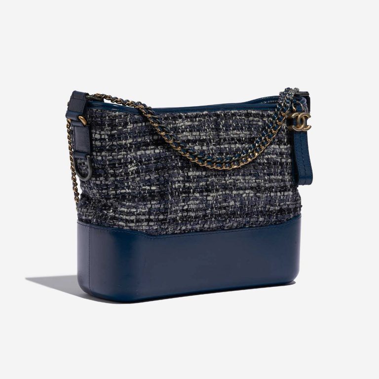 Pre-owned Chanel bag Gabrielle Medium Tweed / Calf Blue / Multicolor Blue, Multicolour Side Front | Sell your designer bag on Saclab.com