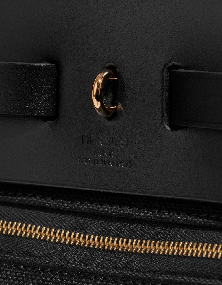 Pre-owned Hermès bag Herbag 31 Vache Hunter / Toile Quadrille Viking Black / White / Ecru Black, White Logo | Sell your designer bag on Saclab.com