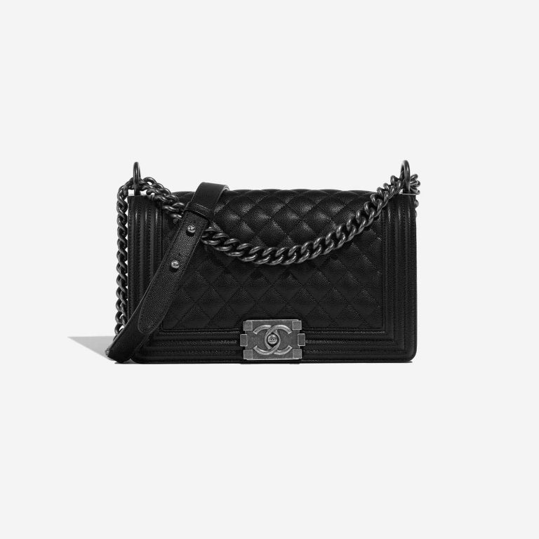 Pre-owned Chanel bag Boy Old Medium Caviar Black Black Front | Sell your designer bag on Saclab.com
