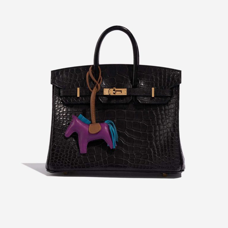 Pre-owned Hermès bag Rodeo PM Milo Lamb Anemone / Blue Izmir / Gold Gold, Multicolour, Violet Detail | Sell your designer bag on Saclab.com