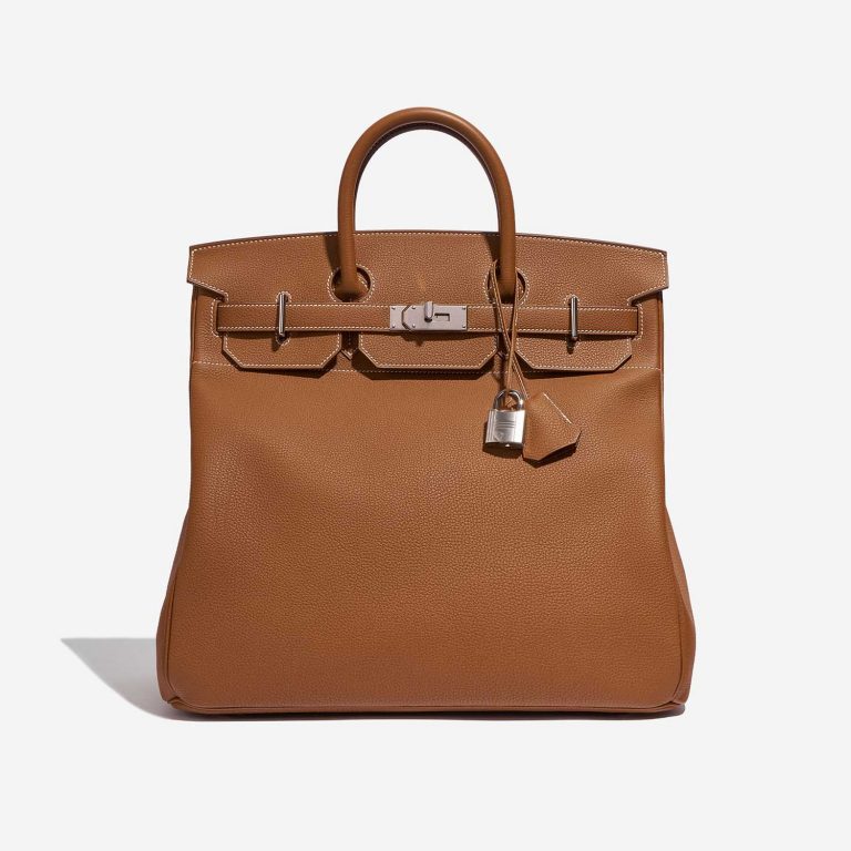 Pre-owned Hermès bag Haut à Courroies 40 Togo Gold Brown Front | Sell your designer bag on Saclab.com