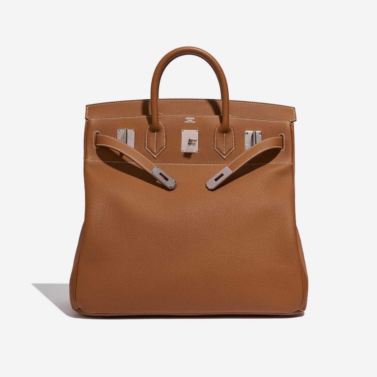 Pre-owned Hermès bag Haut à Courroies 40 Togo Gold Brown Front Open | Sell your designer bag on Saclab.com