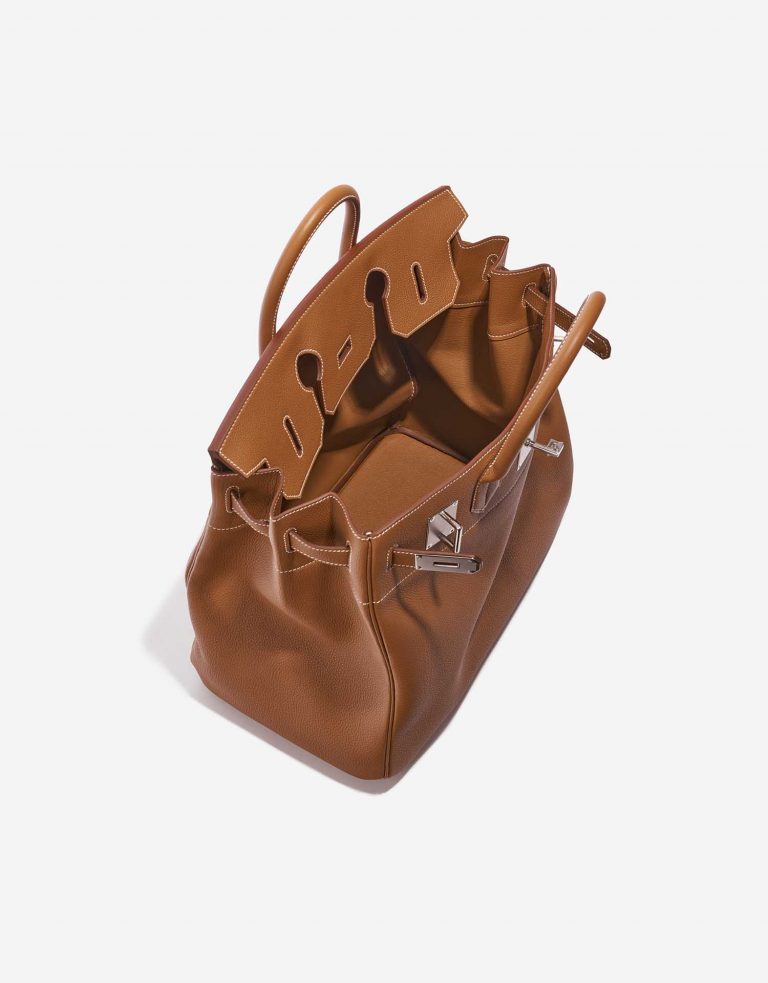 Pre-owned Hermès bag Haut à Courroies 40 Togo Gold Brown Inside | Sell your designer bag on Saclab.com