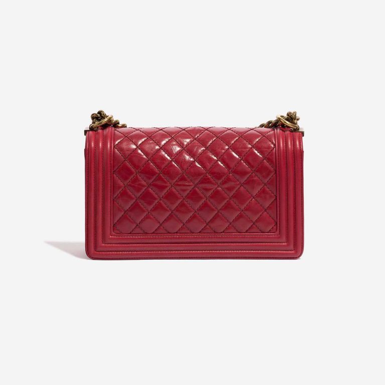 Pre-owned Chanel bag Boy Old Medium Lamb Red Red Back | Sell your designer bag on Saclab.com