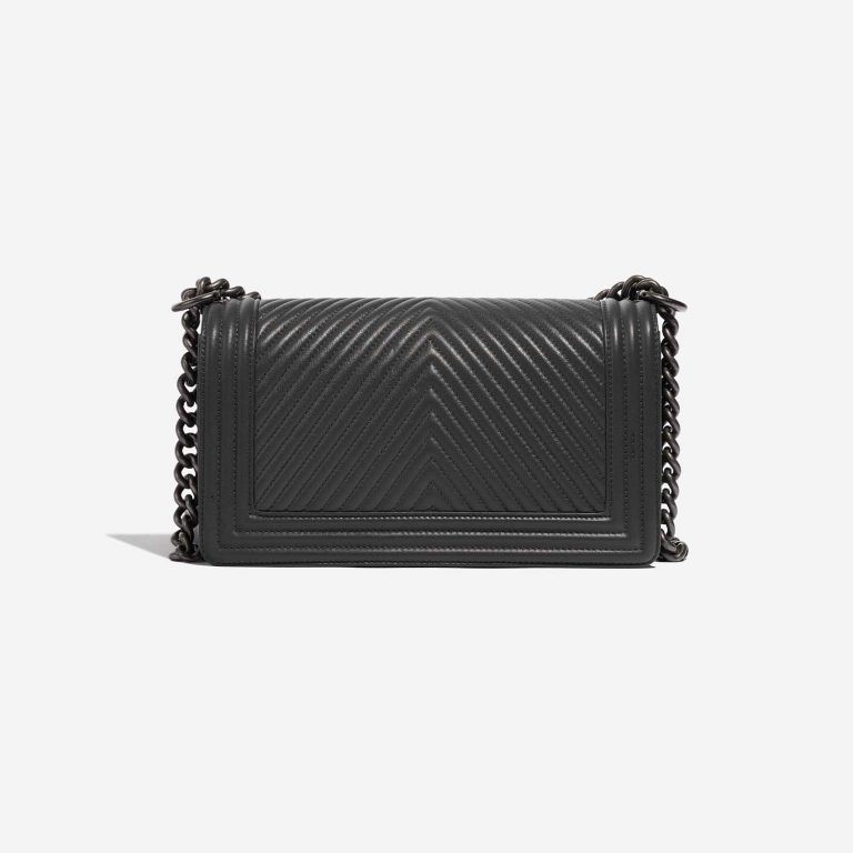 Pre-owned Chanel bag Boy Old Medium Lamb Dark Grey Grey Back | Sell your designer bag on Saclab.com