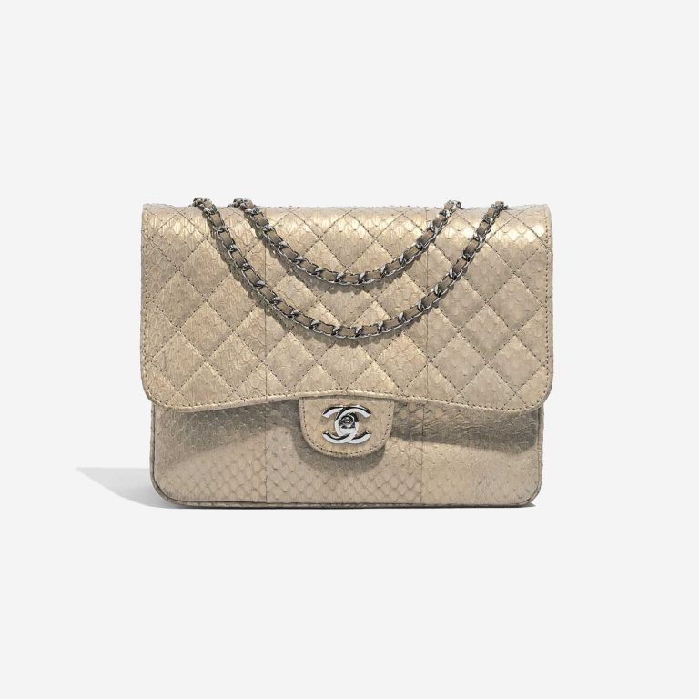 Pre-owned Chanel bag Timeless Medium Python Gold Gold Front | Sell your designer bag on Saclab.com