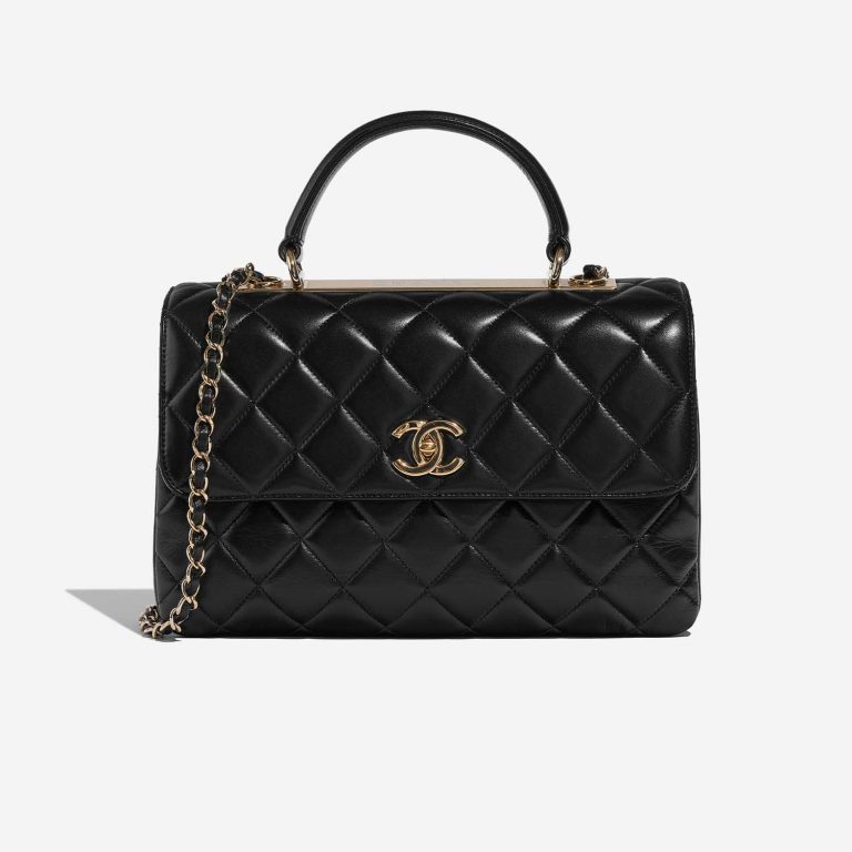 Pre-owned Chanel bag Timeless Handle Large Lamb Black Black Front | Sell your designer bag on Saclab.com