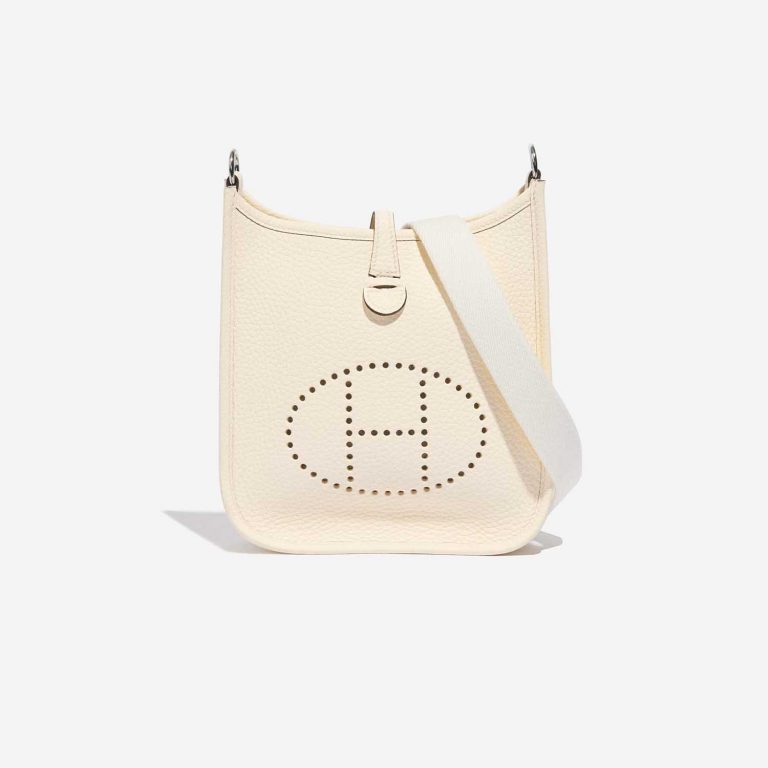 Pre-owned Hermès bag Evelyne 16 Taurillon Clemence Nata / White Beige, White Front | Sell your designer bag on Saclab.com