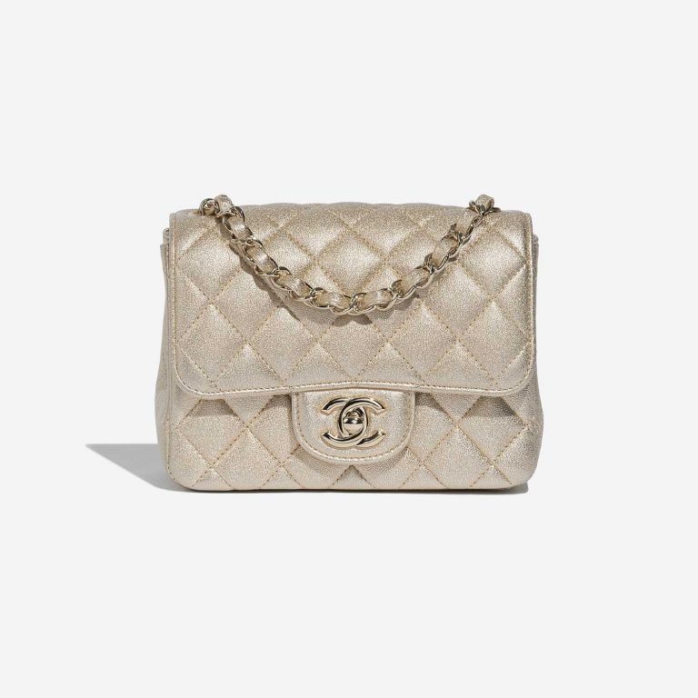 Pre-owned Chanel bag Timeless Mini Square Lamb Gold Gold Front | Sell your designer bag on Saclab.com