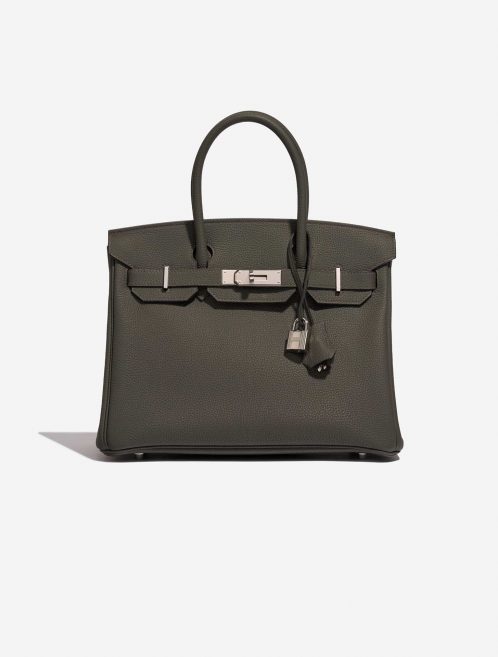 Pre-owned Hermès bag Birkin 30 Togo Vert de Gris Grey Front | Sell your designer bag on Saclab.com