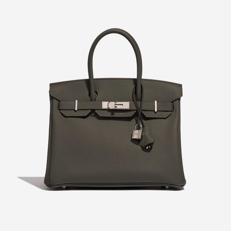 Pre-owned Hermès bag Birkin 30 Togo Vert de Gris Grey Front | Sell your designer bag on Saclab.com