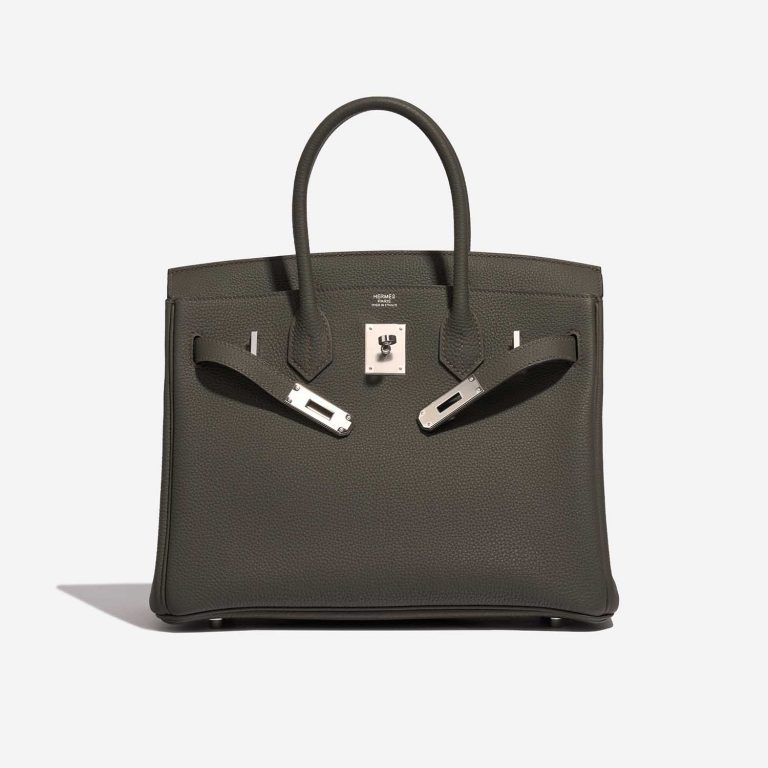 Pre-owned Hermès bag Birkin 30 Togo Vert de Gris Grey Front Open | Sell your designer bag on Saclab.com