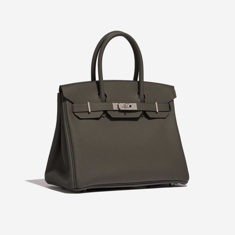 Pre-owned Hermès bag Birkin 30 Togo Vert de Gris Grey Side Front | Sell your designer bag on Saclab.com