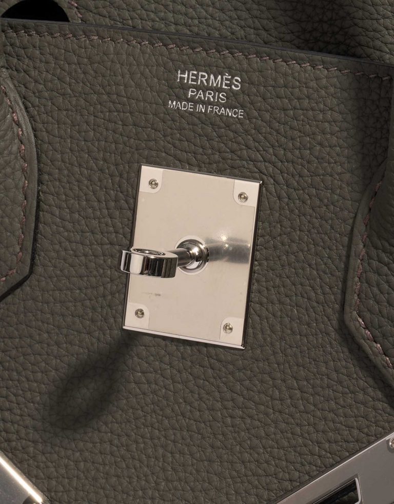 Pre-owned Hermès bag Birkin 30 Togo Vert de Gris Grey Logo | Sell your designer bag on Saclab.com
