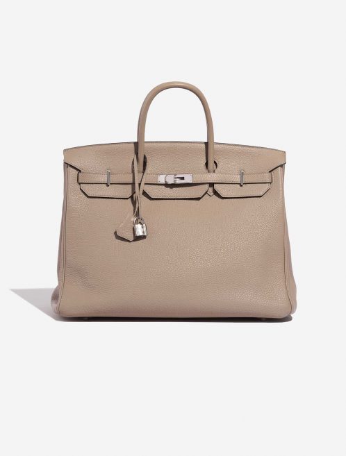Pre-owned Hermès bag Birkin 40 Clemence Gris Tourterelle Grey Front | Sell your designer bag on Saclab.com
