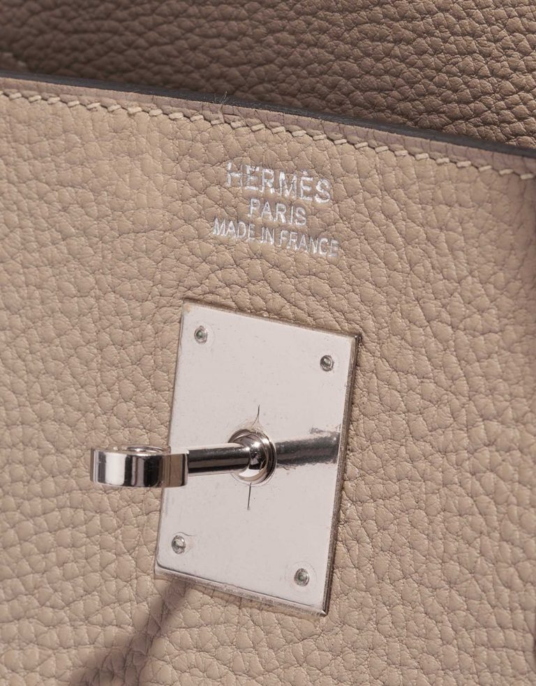 Pre-owned Hermès bag Birkin 40 Clemence Gris Tourterelle Grey Logo | Sell your designer bag on Saclab.com