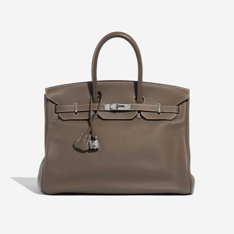Pre-owned Hermès bag Birkin 35 Togo Etoupe Grey Front | Sell your designer bag on Saclab.com