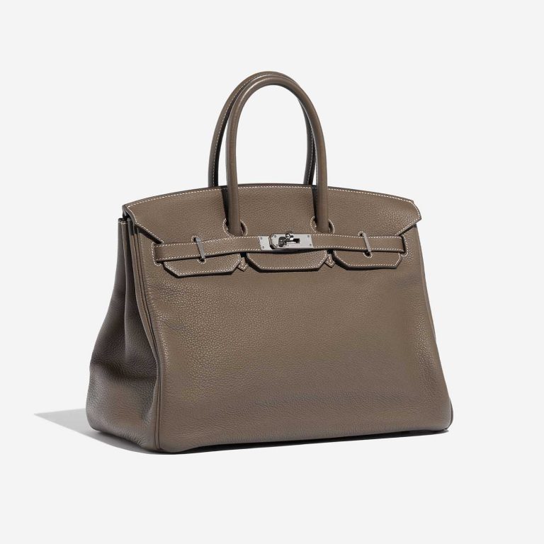 Pre-owned Hermès bag Birkin 35 Togo Etoupe Grey Side Front | Sell your designer bag on Saclab.com