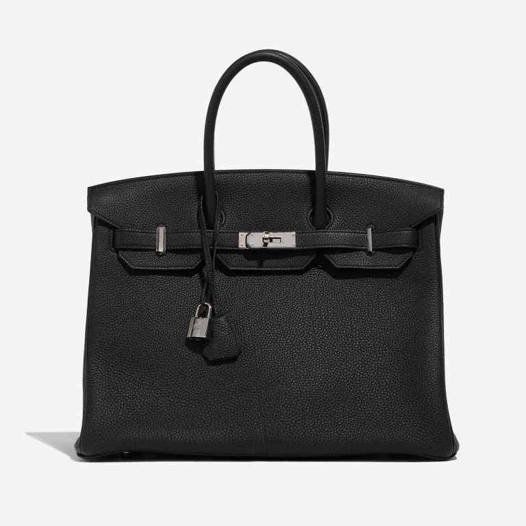 Pre-owned Hermès bag Birkin 35 Verso Togo Black / Blue Agate Black Front | Sell your designer bag on Saclab.com