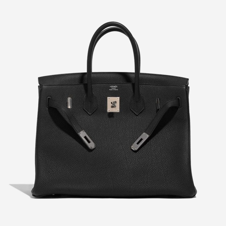 Pre-owned Hermès bag Birkin 35 Verso Togo Black / Blue Agate Black Front Open | Sell your designer bag on Saclab.com