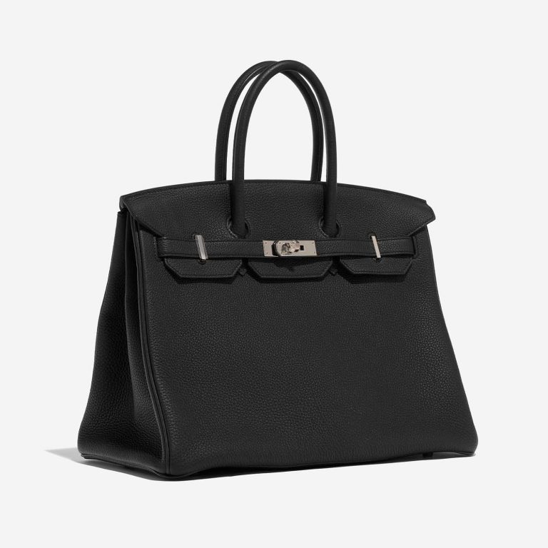Pre-owned Hermès bag Birkin 35 Verso Togo Black / Blue Agate Black Side Front | Sell your designer bag on Saclab.com