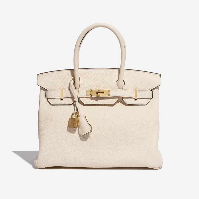 Pre-owned Hermès bag Birkin 30 Taurillon Clemence Nata Beige Front | Sell your designer bag on Saclab.com