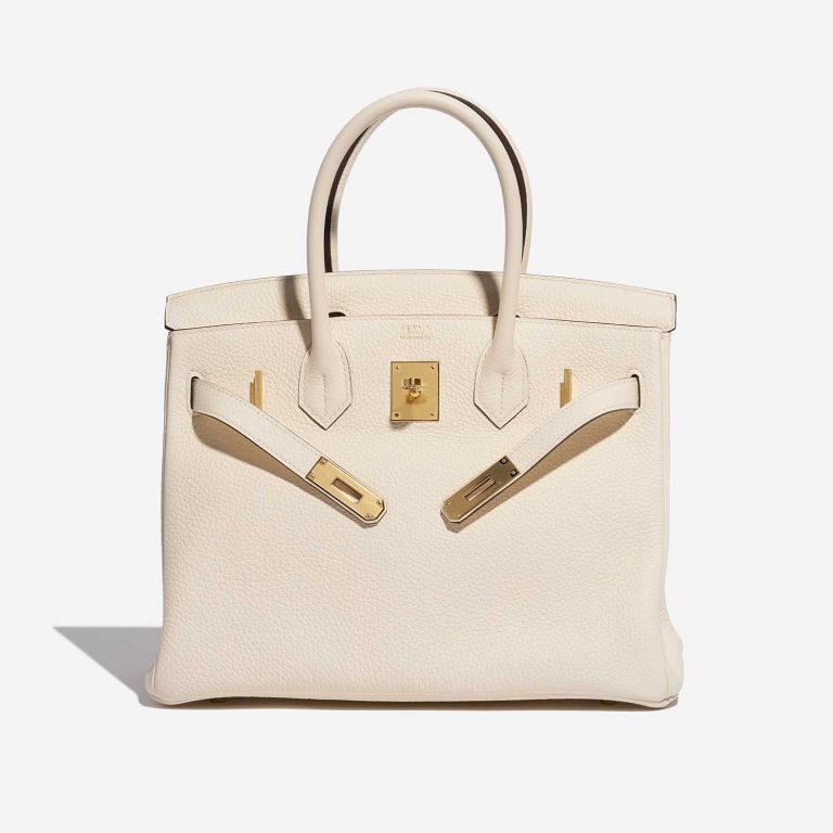 Pre-owned Hermès bag Birkin 30 Taurillon Clemence Nata Beige Front Open | Sell your designer bag on Saclab.com