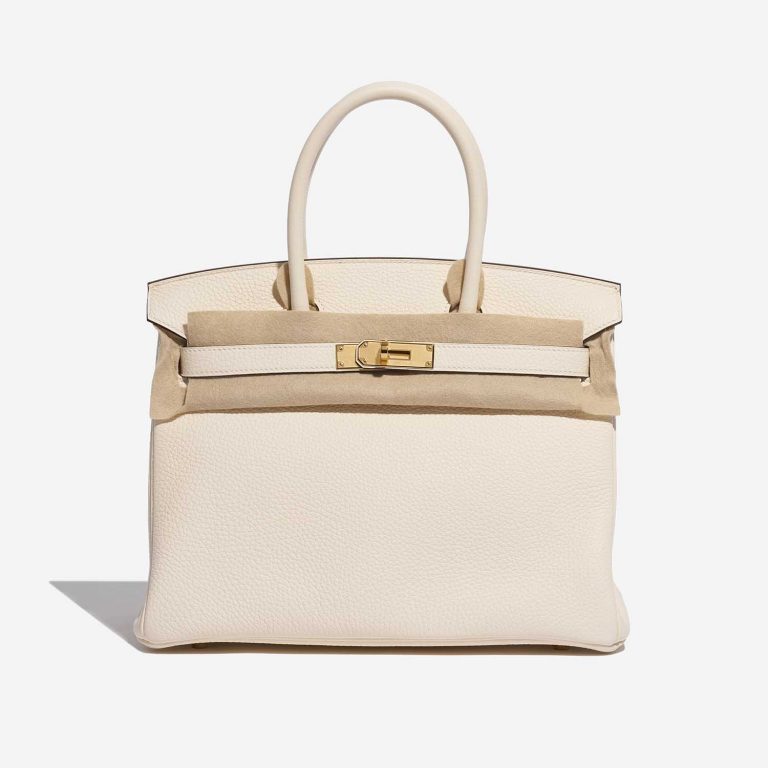 Pre-owned Hermès bag Birkin 30 Taurillon Clemence Nata Beige Front Velt | Sell your designer bag on Saclab.com