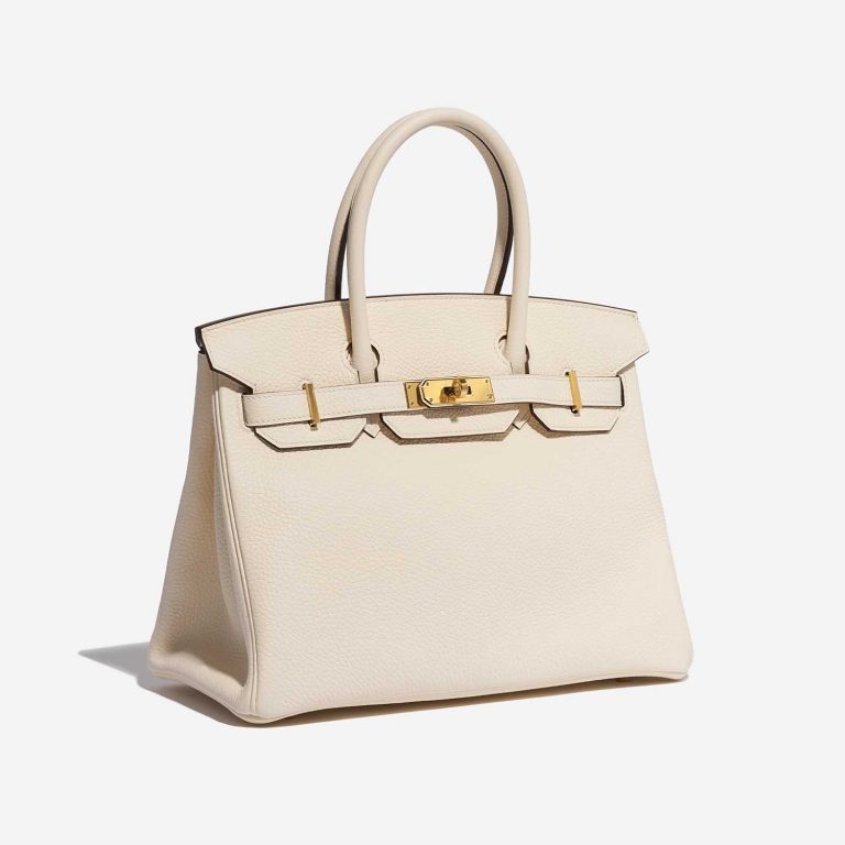 Pre-owned Hermès bag Birkin 30 Taurillon Clemence Nata Beige Side Front | Sell your designer bag on Saclab.com