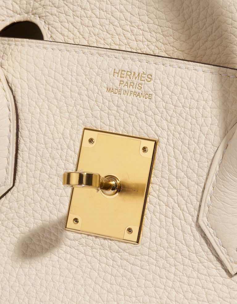 Pre-owned Hermès bag Birkin 30 Taurillon Clemence Nata Beige Logo | Sell your designer bag on Saclab.com