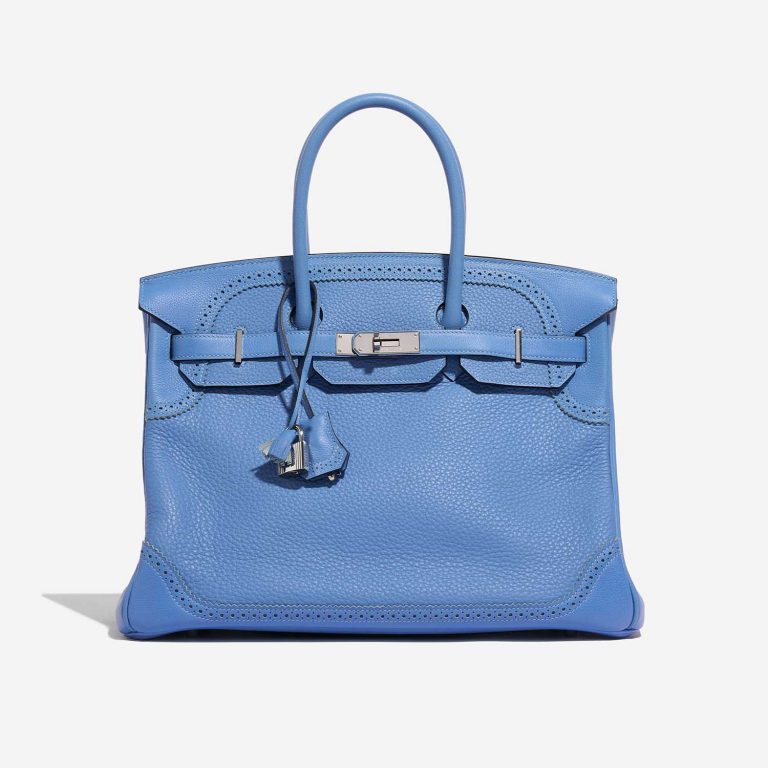 Pre-owned Hermès bag Birkin Ghillies 35 Clemence Blue Paradise Blue Front | Sell your designer bag on Saclab.com