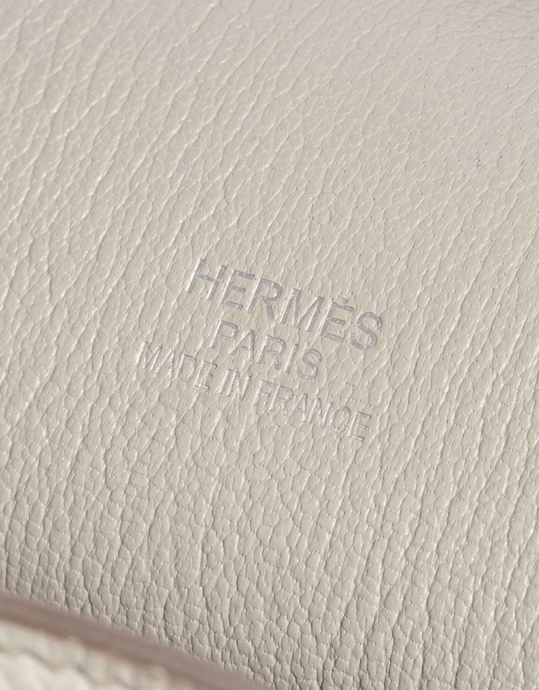 Pre-owned Hermès bag Jypsière 34 Clemence Beton White Logo | Sell your designer bag on Saclab.com