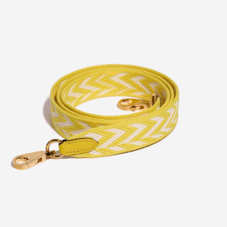 Pre-owned Hermès bag Strap 114 Canvas / Swift Jaune de Naples / Blanc Yellow Front | Sell your designer bag on Saclab.com