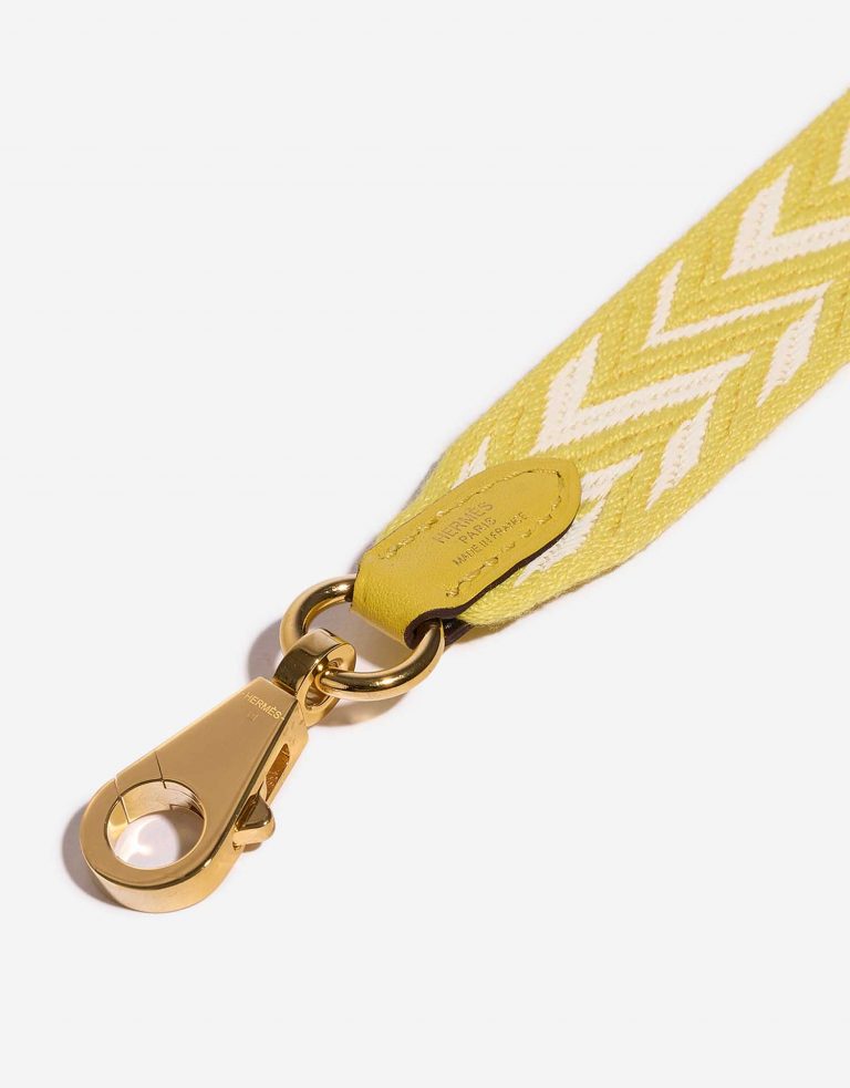 Pre-owned Hermès bag Strap 114 Canvas / Swift Jaune de Naples / Blanc Yellow Detail | Sell your designer bag on Saclab.com