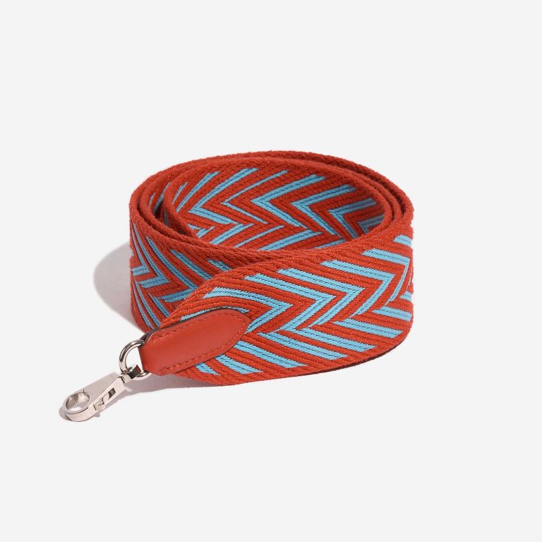Pre-owned Hermès bag Strap 105 Toile Red / Blue Blue, Red Front | Sell your designer bag on Saclab.com