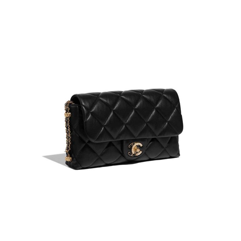 Pre-owned Chanel bag Timeless Flap Bag Medium Lamb Black Black Side Front | Sell your designer bag on Saclab.com