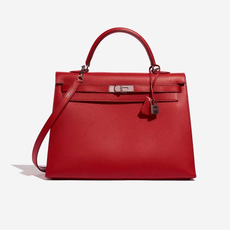Pre-owned Hermès bag Kelly 35 Epsom Rouge Casaque Red Front | Sell your designer bag on Saclab.com