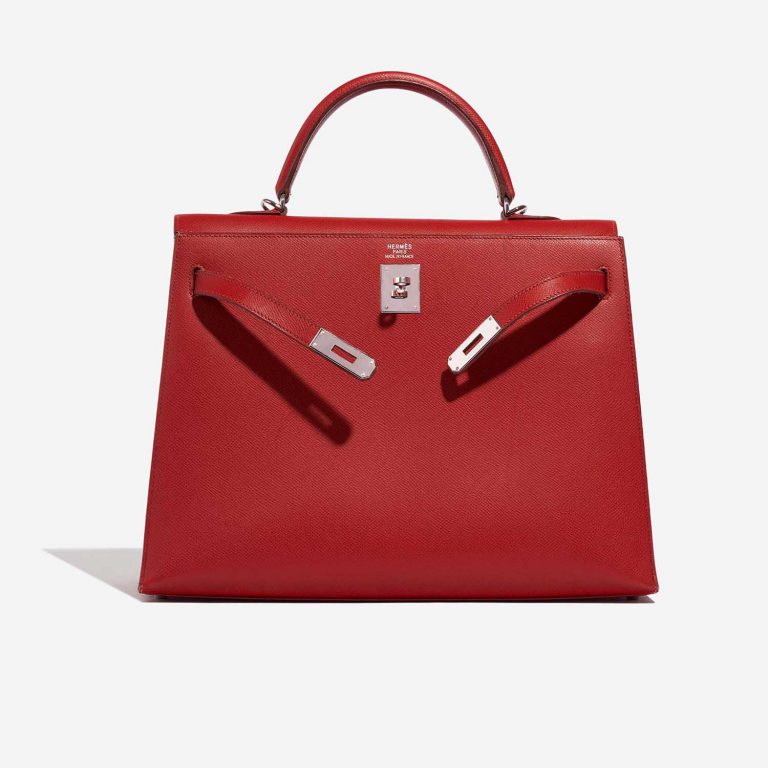 Pre-owned Hermès bag Kelly 35 Epsom Rouge Casaque Red Front Open | Sell your designer bag on Saclab.com