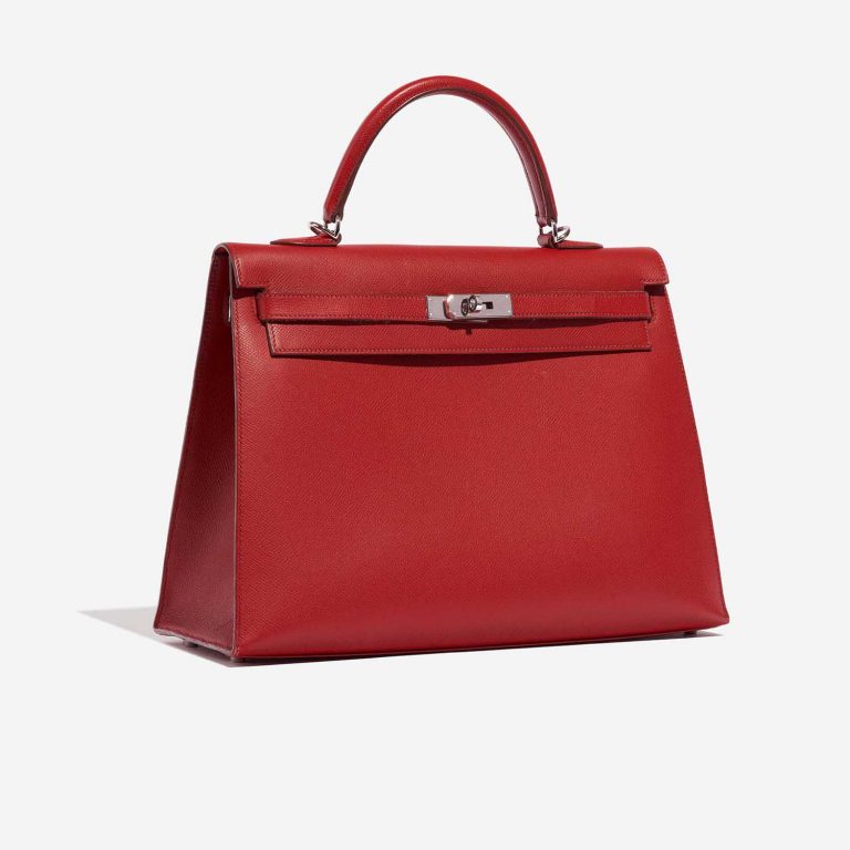 Pre-owned Hermès bag Kelly 35 Epsom Rouge Casaque Red Side Front | Sell your designer bag on Saclab.com