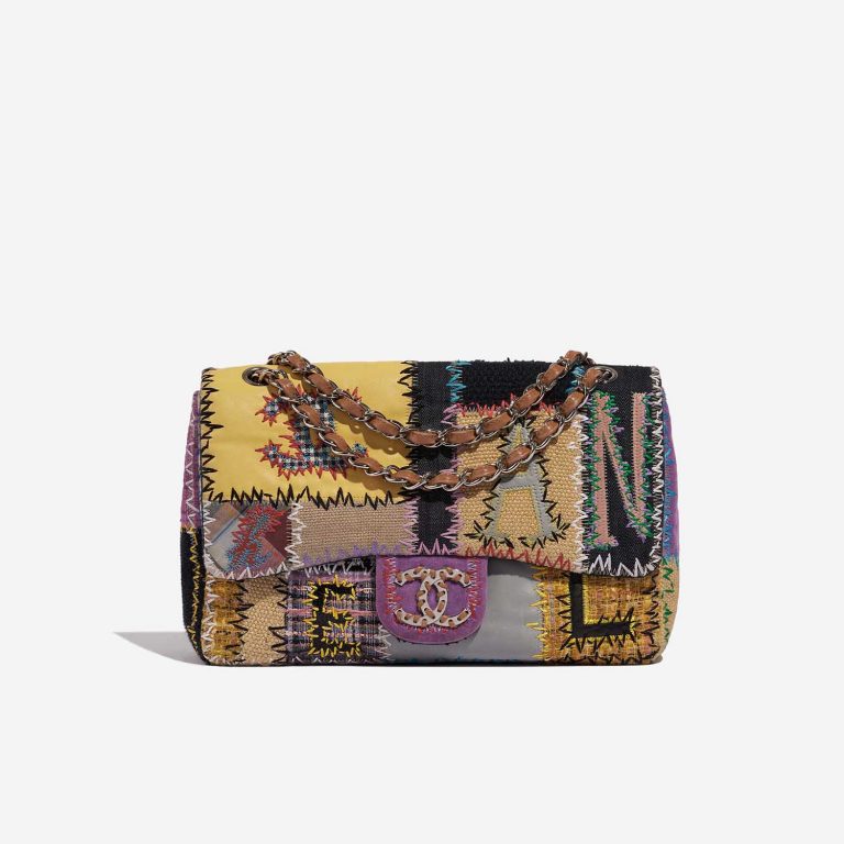Pre-owned Chanel bag Timeless Jumbo Tweed / Lamb / Canvas / Denim Multicolour Multicolour Front | Sell your designer bag on Saclab.com