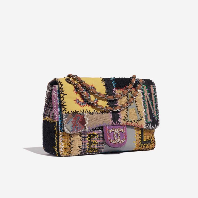 Pre-owned Chanel bag Timeless Jumbo Tweed / Lamb / Canvas / Denim Multicolour Multicolour Side Front | Sell your designer bag on Saclab.com