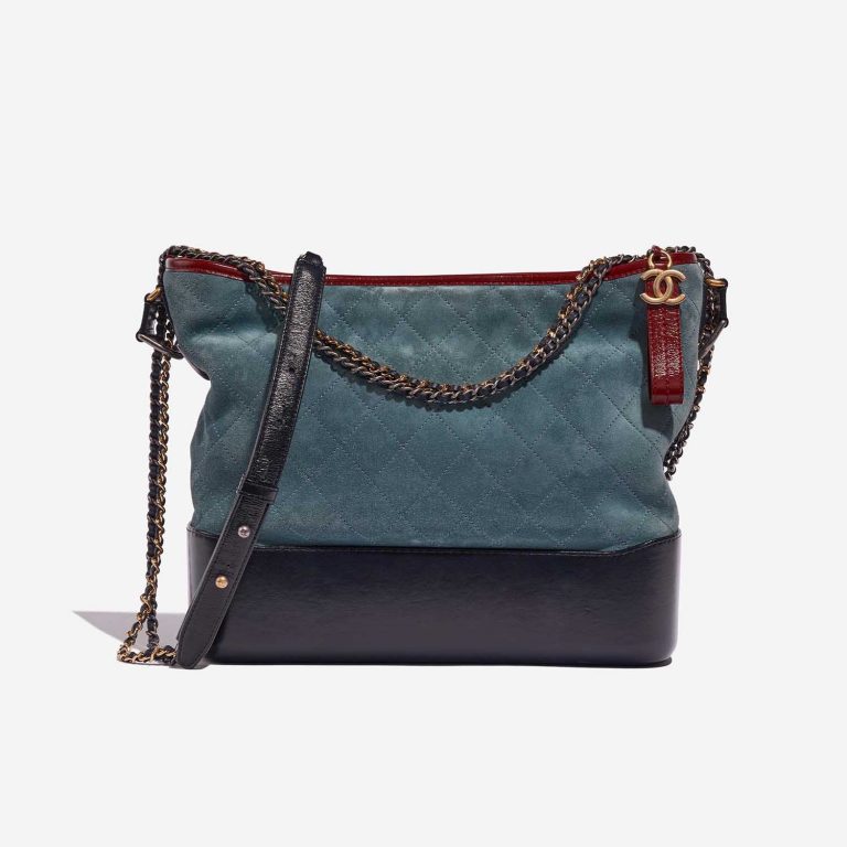 Pre-owned Chanel bag Gabrielle Large Calf / Suede Dark Blue / Grayish Blue / Bordeaux Blue Front | Sell your designer bag on Saclab.com