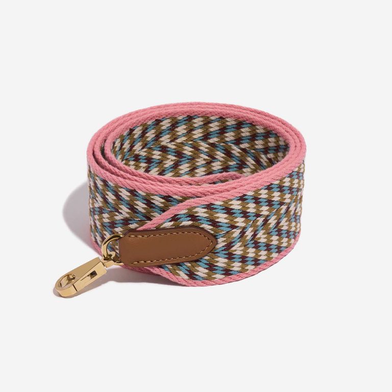 Pre-owned Hermès bag Strap Canvas Flamingo / Blue du Nord / Sienne / Cigare Multicolour Front | Sell your designer bag on Saclab.com