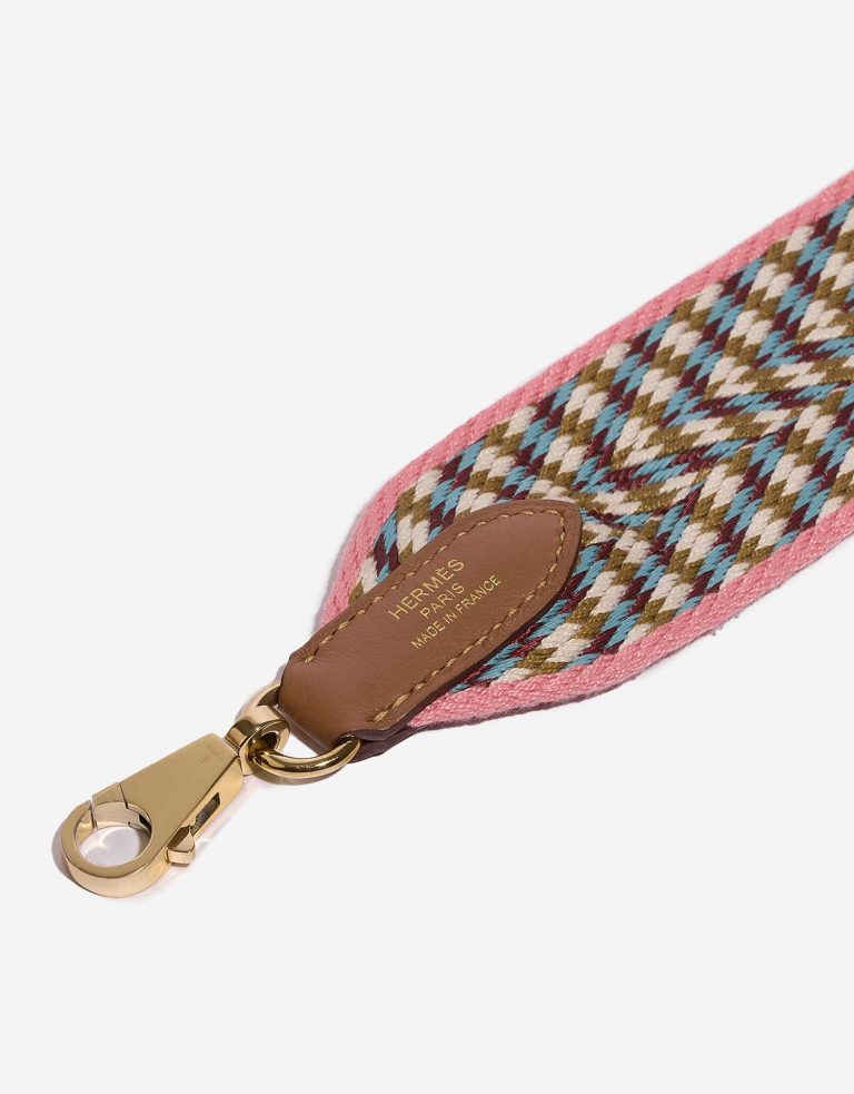 Pre-owned Hermès bag Strap Canvas Flamingo / Blue du Nord / Sienne / Cigare Multicolour Logo | Sell your designer bag on Saclab.com