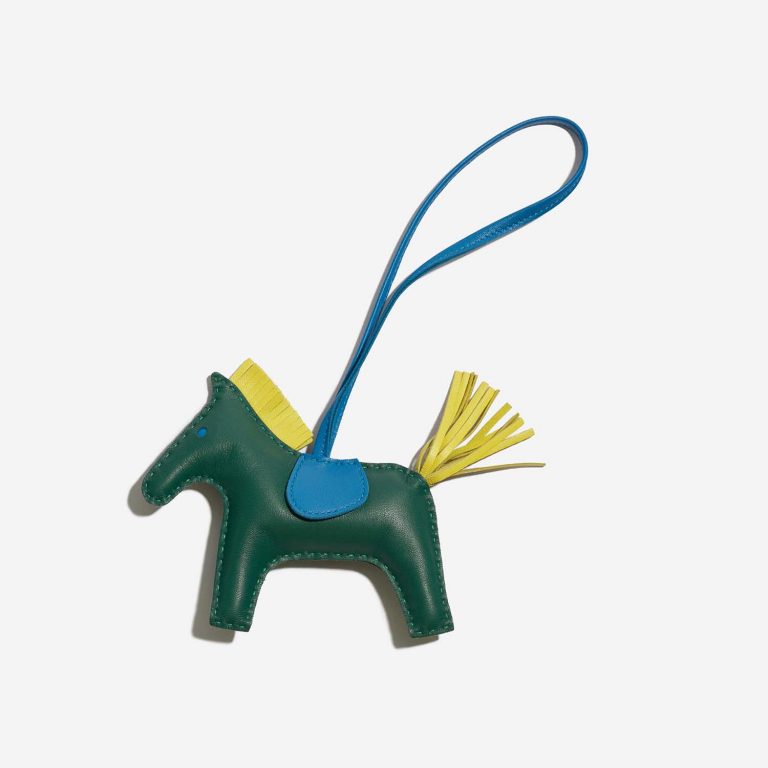 Pre-owned Hermès bag Rodeo MM Milo Vert / Blue Izmir / Jaune de Naples Green Front | Sell your designer bag on Saclab.com