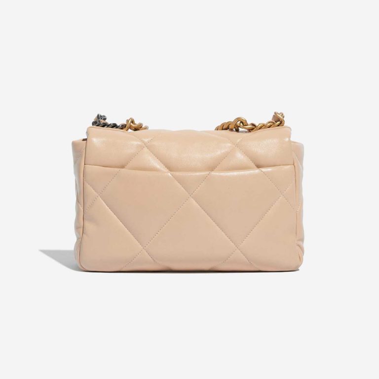 Pre-owned Chanel bag 19 Flap Bag Lamb Beige Beige Back | Sell your designer bag on Saclab.com