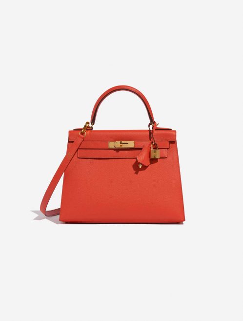 Pre-owned Hermès bag Kelly 28 Epsom Capucine Orange Front | Sell your designer bag on Saclab.com